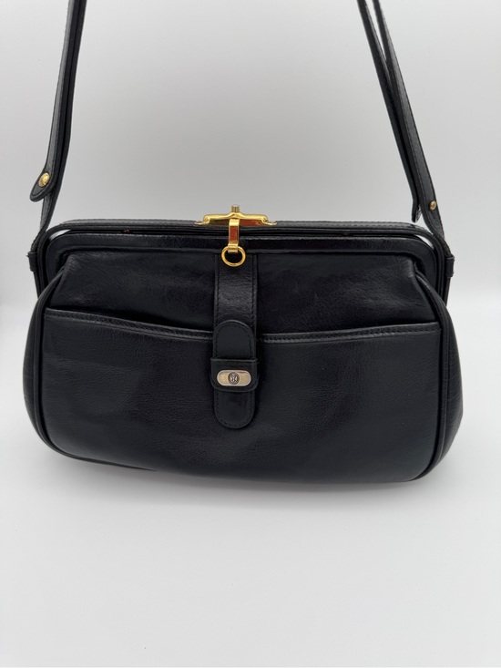Gold Pfeil Handbags - Gold-Pfeil Vintage Black Leather Doctor Style Frame Shoulder Bag Made in Germany